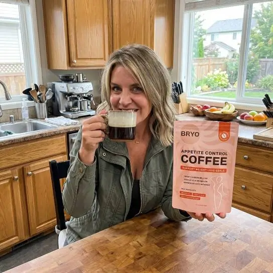 Customer drinking BRYO Coffee at home